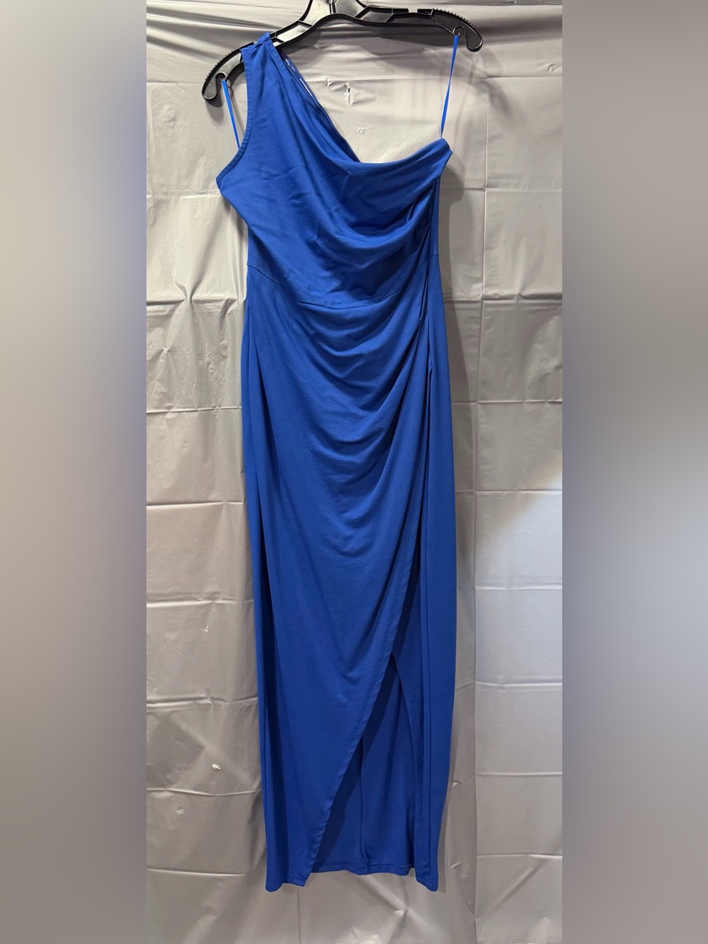 Blue One-Shoulder Ruched Women's Dress
